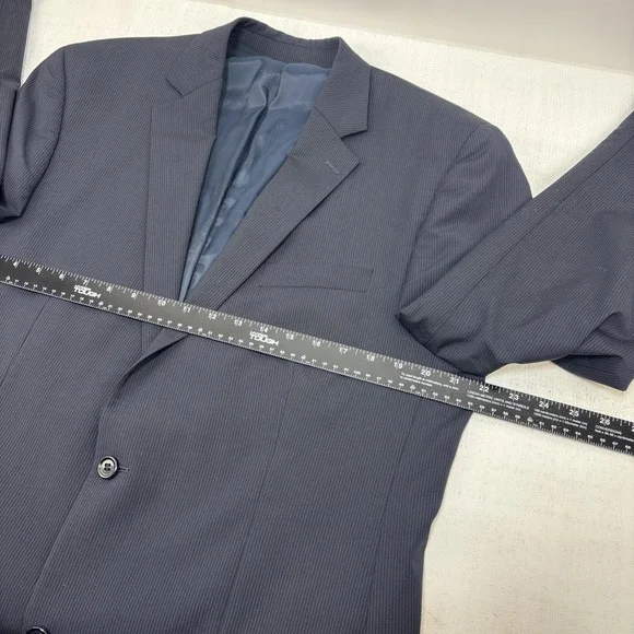 Michael Kors Mens Navy Pinstripe 2 Piece Suit Wool Size 42L Pants 34x32 - Picture 5 of 16